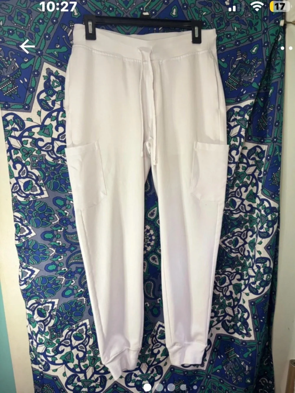 Mandala White Jogger style scrub pants